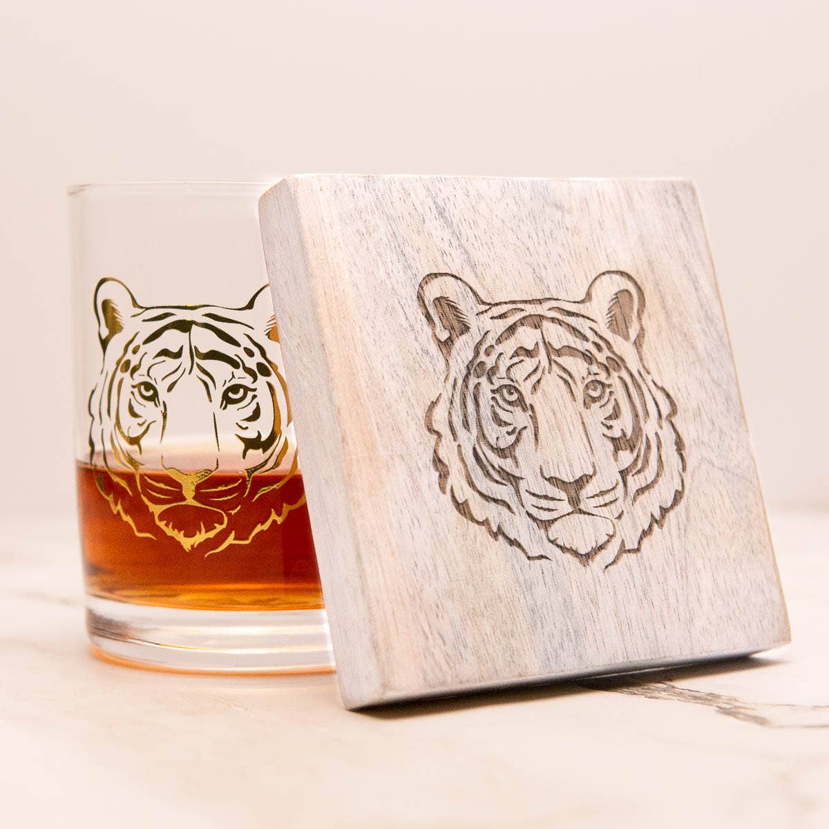 Tiger Rocks Glass Gift Set of 2       13oz