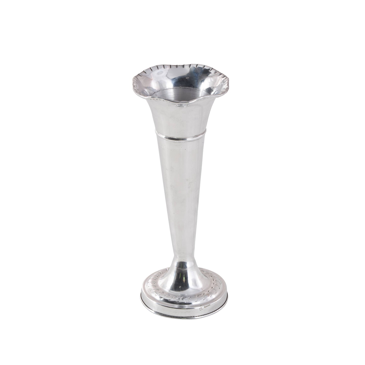 Traditional Silver Aluminum Fluted Vase