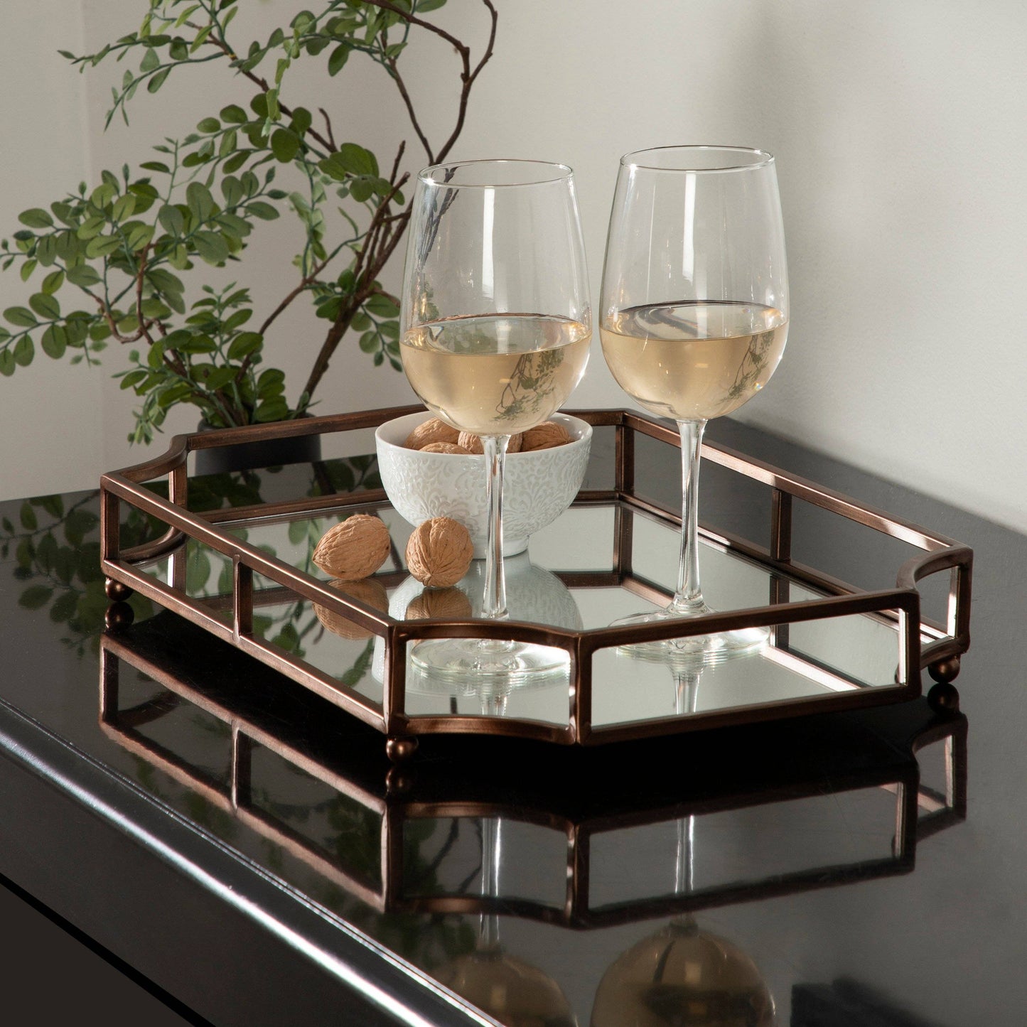 Gold Mirrored Scalloped Decorative Tray
