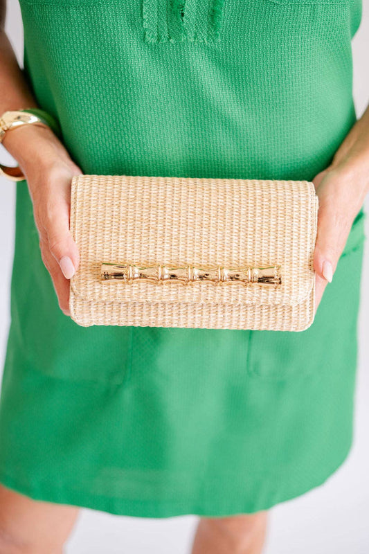 Ruby Straw Clutch - Gold Charm Bamboo Bar - WS