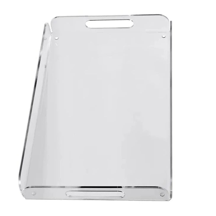 Acrylic Rounded Corner Serving Tray with Handles Clear | Large Rectangle
