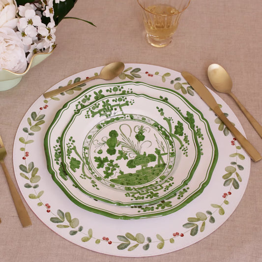 VIDA Faenza Green & White Dinner Plate Set of 4