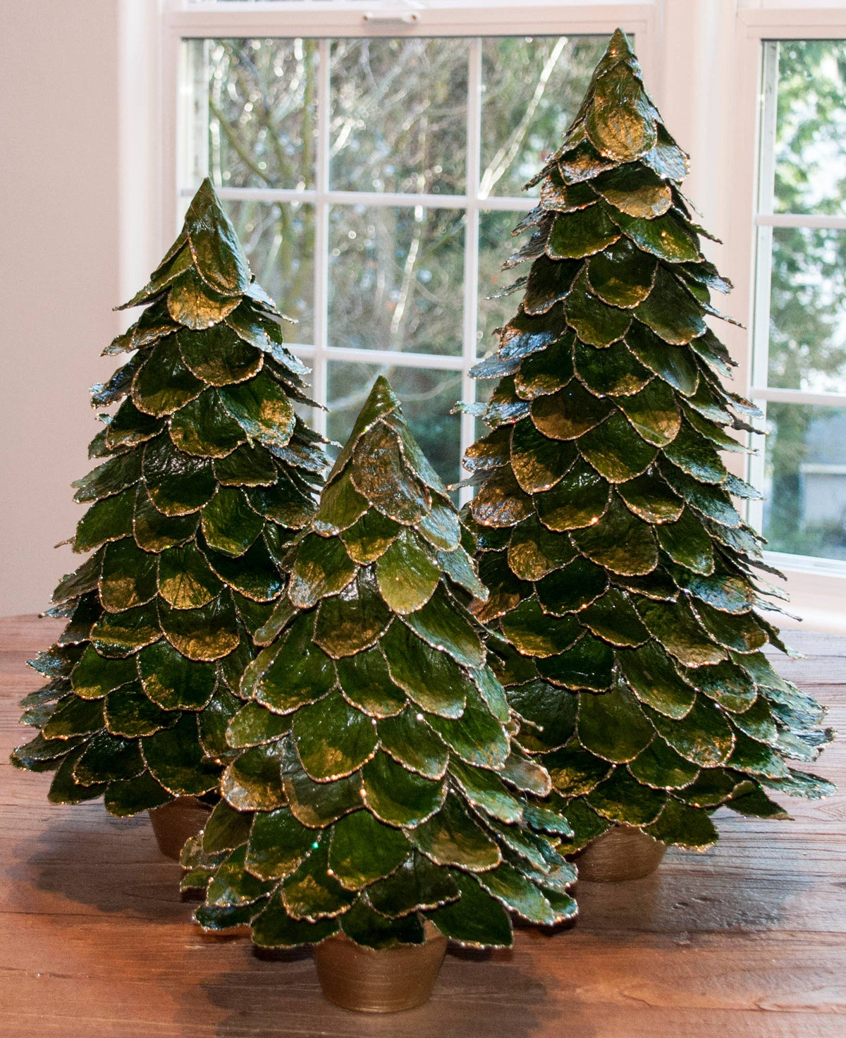 Potted Butterfly Leaf Cone Tree (Green/Gold): 14"
