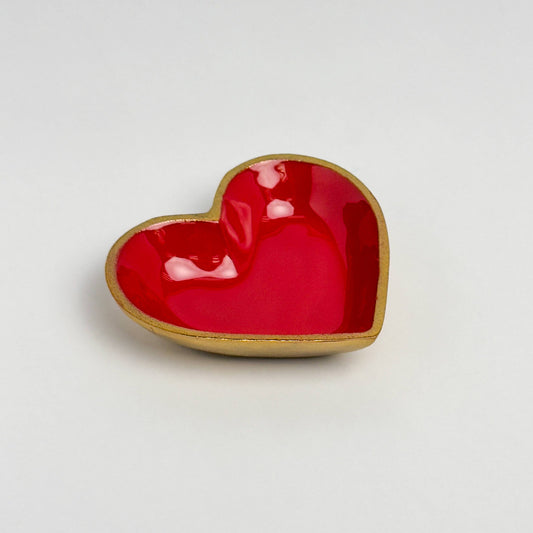 Gold Heart Red Enamel Bowl