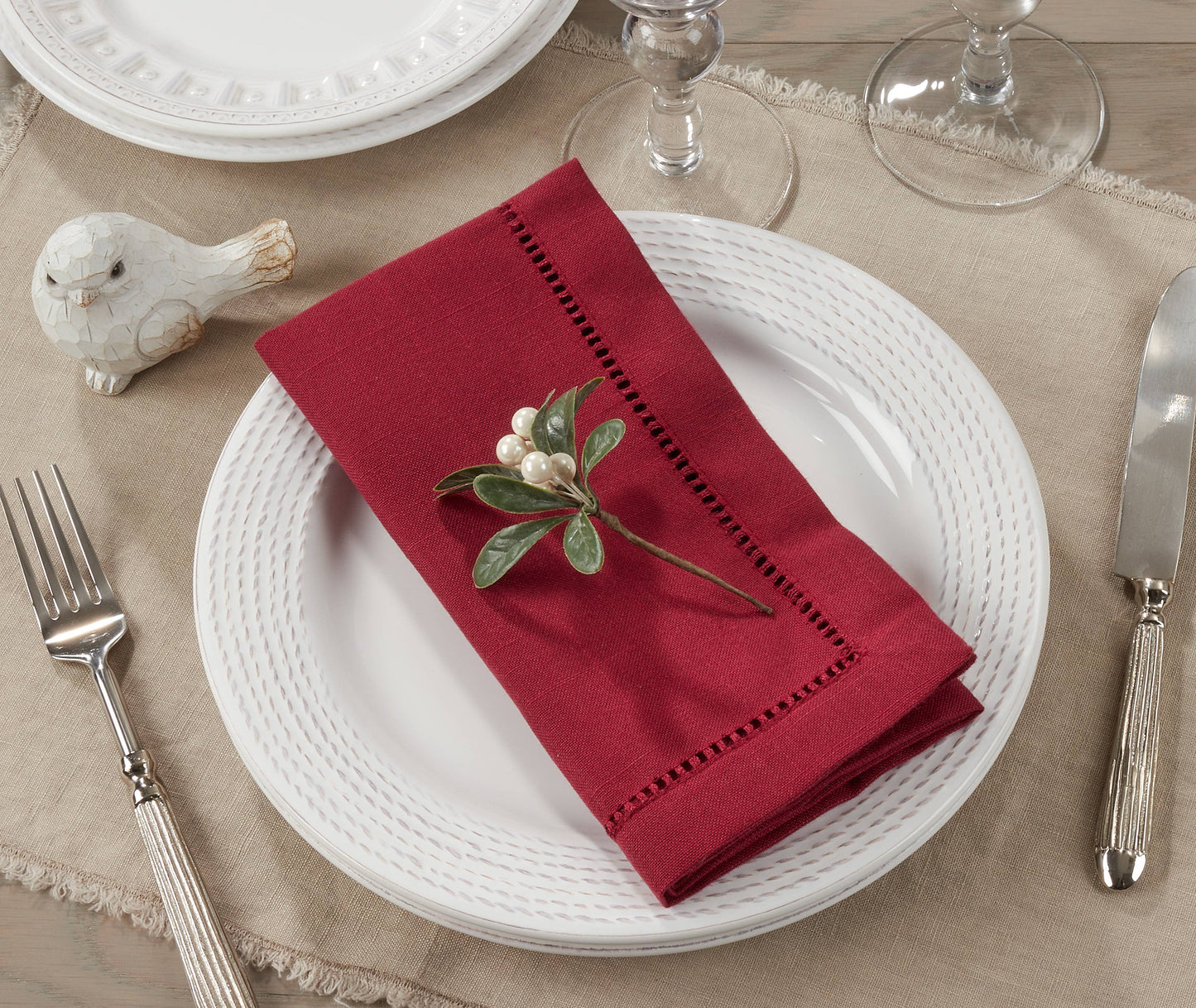Poly Hemstitched Dinner Napkin: Pink / 20"