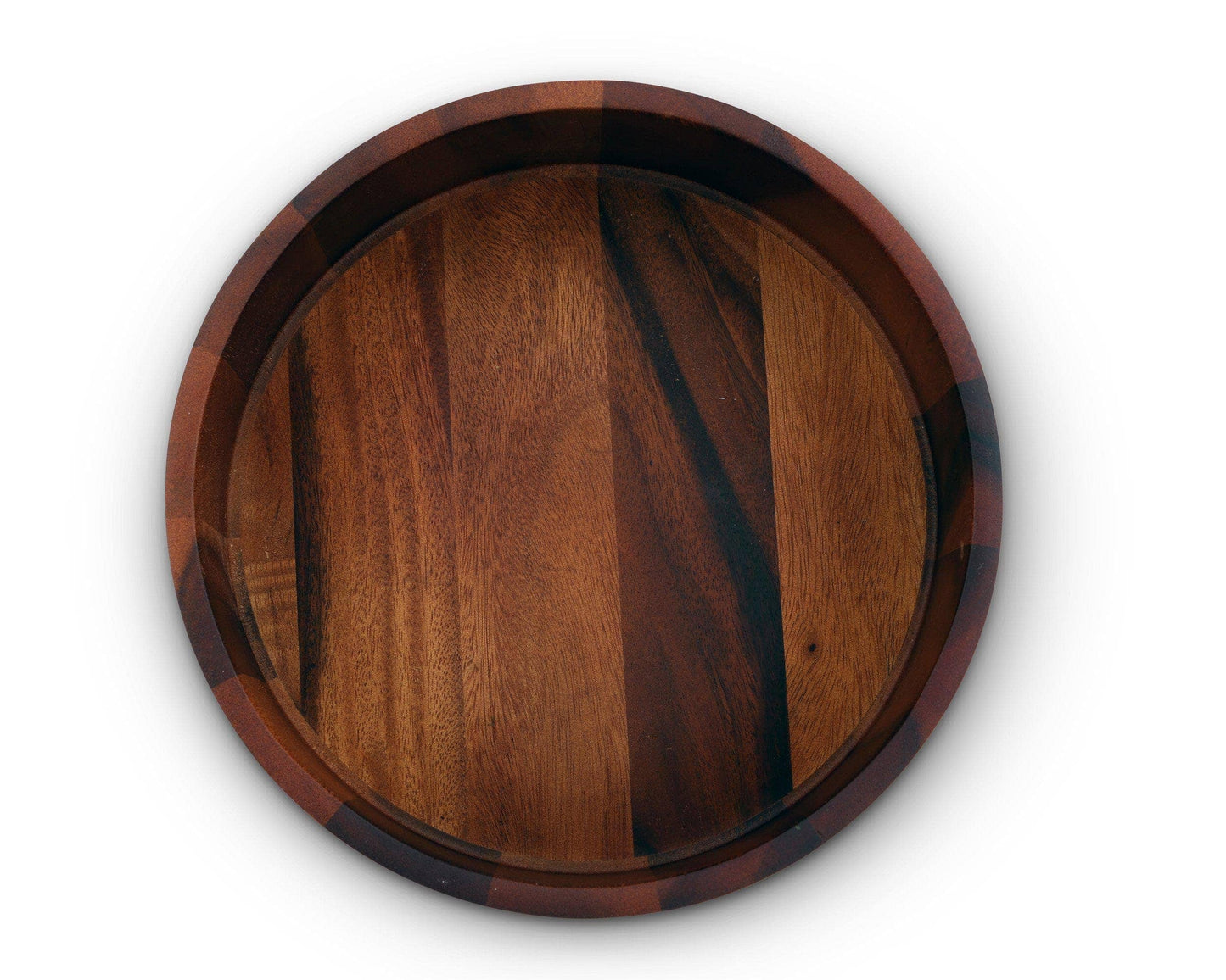Modern Round Acacia Wood Salad Bowl Large