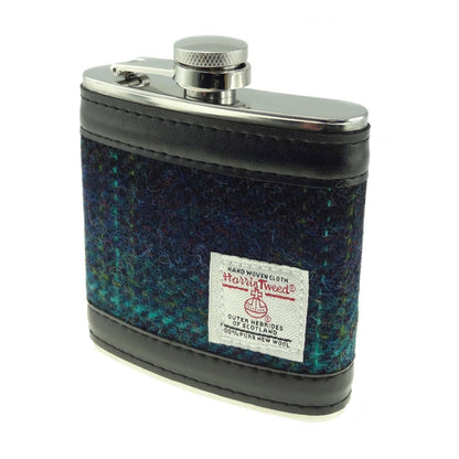 Harris Tweed 6oz Hip Flask - Multi Tartan Variations: MacLeod Tartan