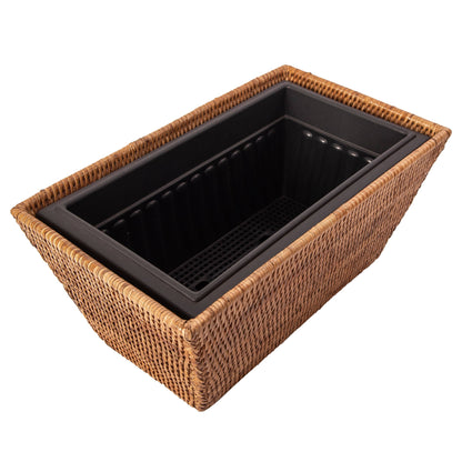 Artifacts Rattan™ Rectangular Planter with Plastic Insert