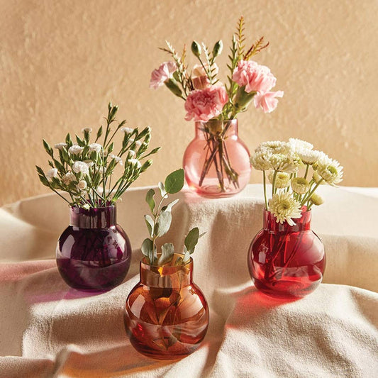 Light Rose Glass Bud Vase: Glass / 3.25" Dia x 3.75" H
