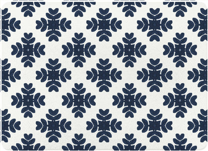 GB7844- Brushstrokes Navy by Laura Park Glass Cutting Board: Small Rectangle(8" x 11")