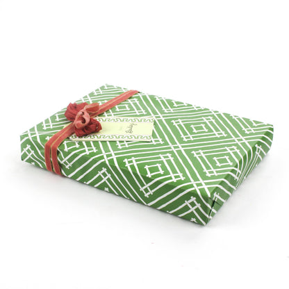 White and Green Lattice Gift Wrapping Paper