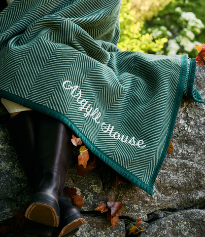 Harborview Herringbone Forest Green Blanket: Original