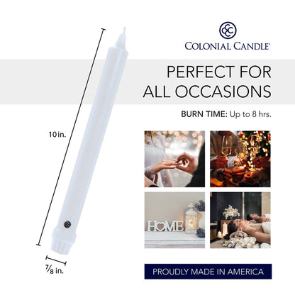 Colonial Candle Classic Taper-Unscented-10in-White
