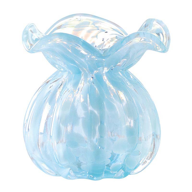 Ruffled Edge Bud Vase - Blue