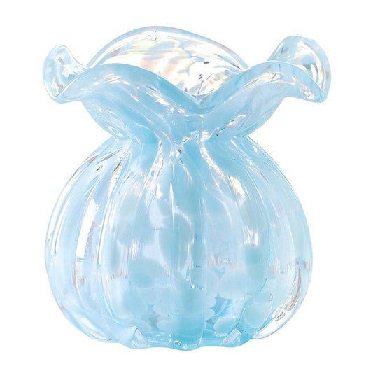 Blue Ruffled Edge Bud Vase