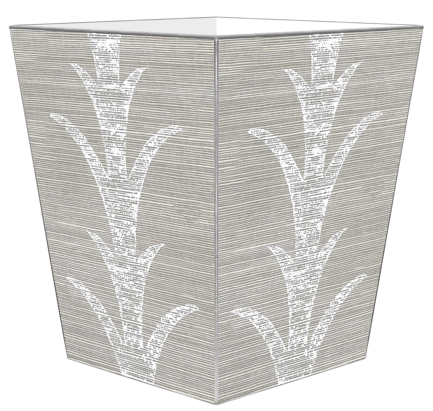 WB8635-Grey Plant Wastepaper Basket: Scalloped Top