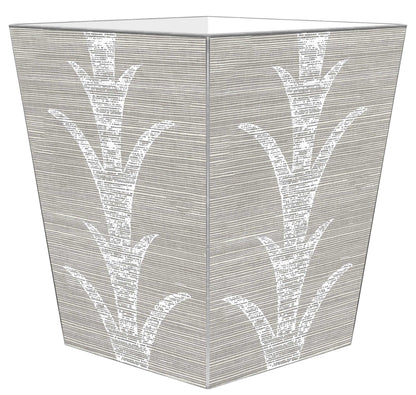 WB8635-Grey Plant Wastepaper Basket: Scalloped Top