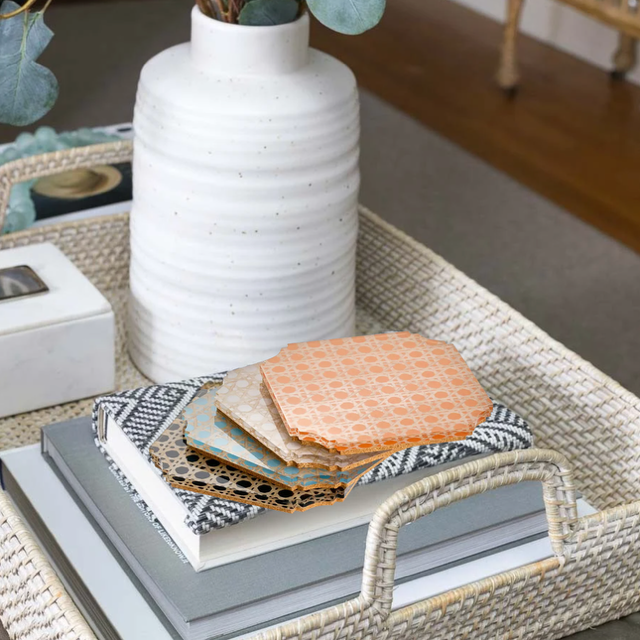 Acrylic Coaster Set of 4 Cane in Box