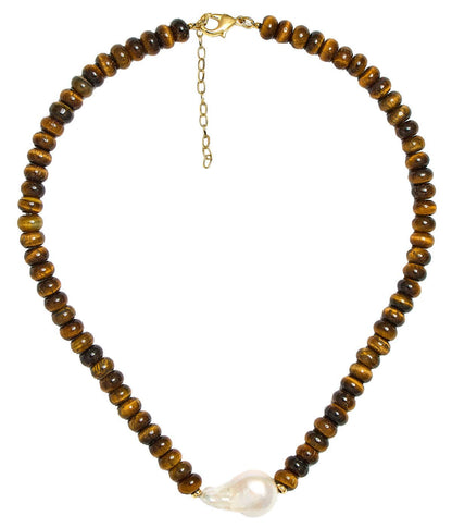 Susie- Quartz Beaded Necklace with freshwater Pearl - WS: Light Blue