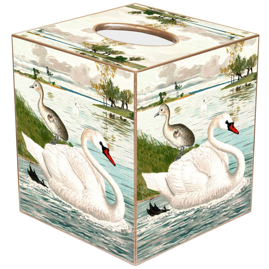 Swan in a Pond Tissue Box: Paper Mache