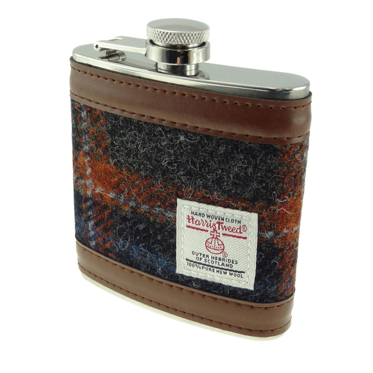 Harris Tweed 6oz Hip Flask - Multi Tartan Variations: MacLeod Tartan