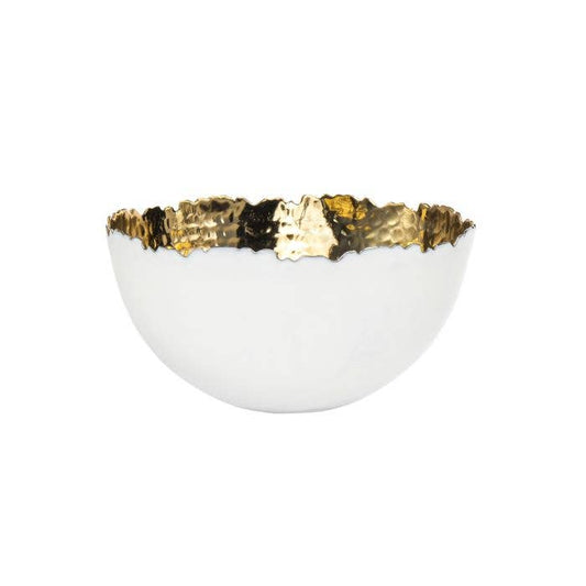 SALE 6.5 White/gold Fruit Bowl: Alternative Metal