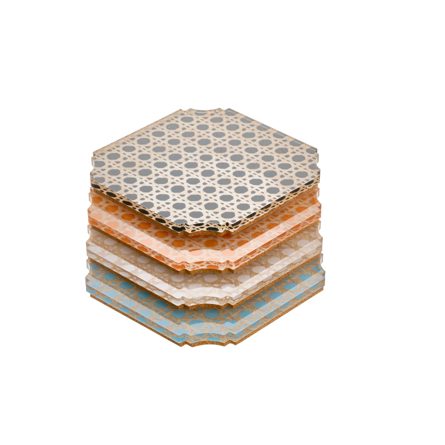 Acrylic Coaster Set of 4 Cane in Box