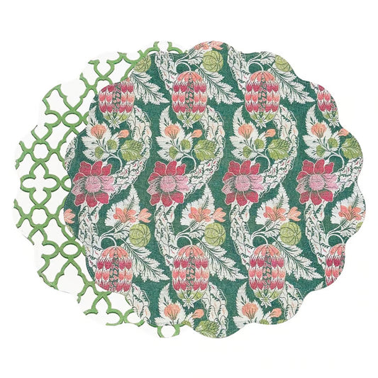 Laurent and Trellis Reversible Round Placemats Set of 4