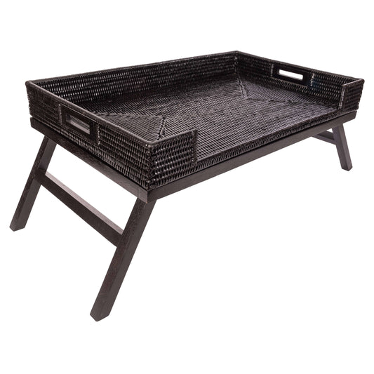 Artifacts Rattan™ Breakfast Tray & Table: Tudor Black