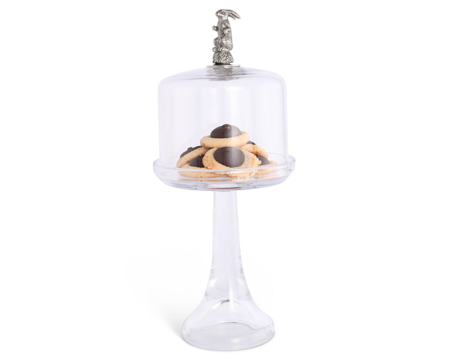 Bunny Glass Covered Cake / Dessert Stand: Short - 11.5" H x 6" D