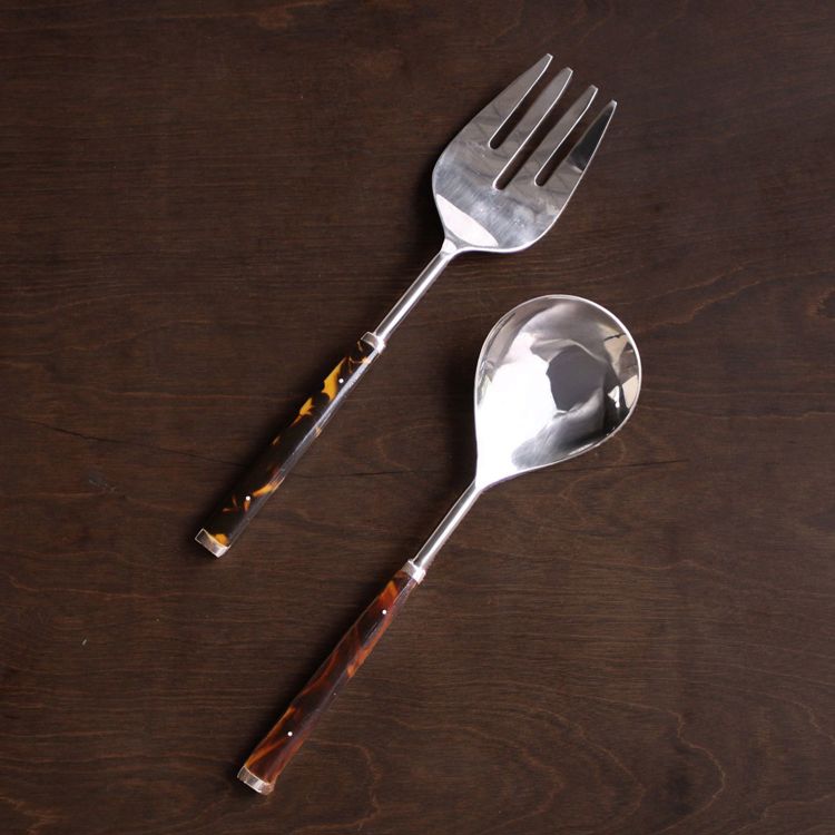 Tortoise Gold Stainless Salad Servers