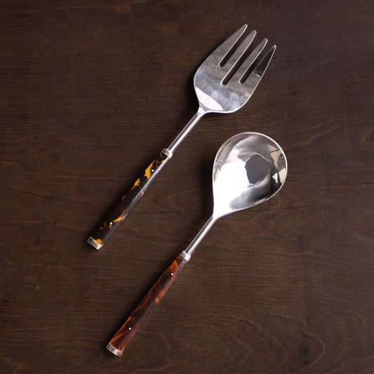 Tortoise Gold Stainless Salad Servers