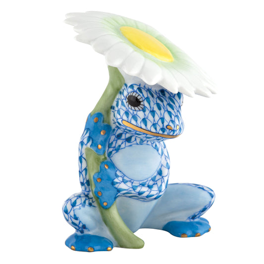 Herend Flower Frog Blue