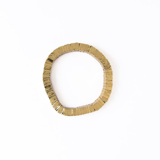 Lucille Square Bead Stretch Bracelet Brass Wholesale