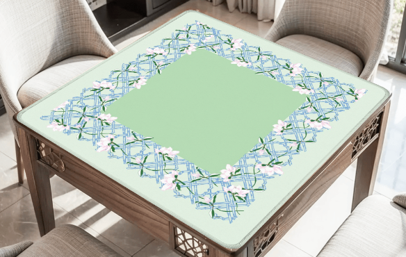 Magnolia Trellis Mahjong Mat: Green
