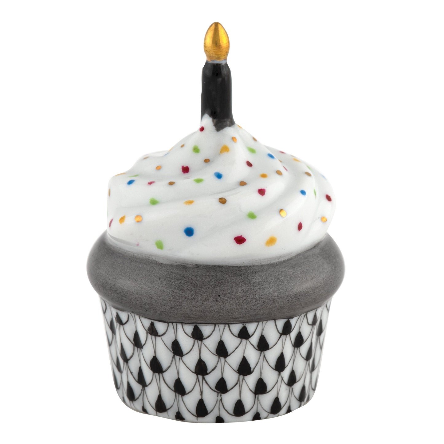 Herend Cupcake with Candle Black