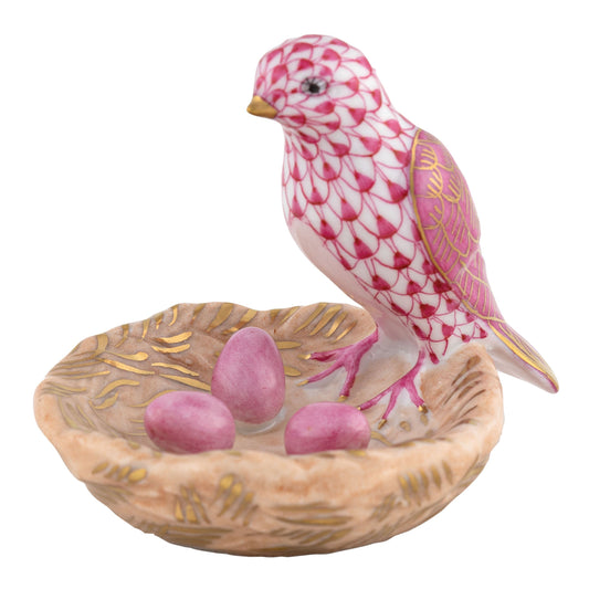 Herend Raspberry Bird with Nest