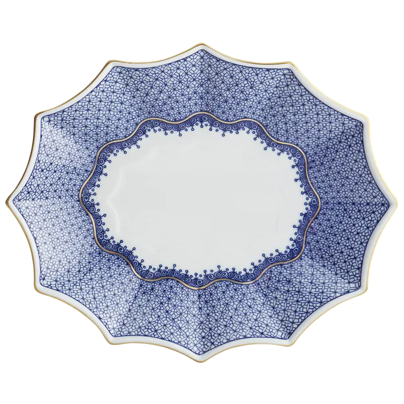 Mottahedeh Blue Lace Fluted Tray Large