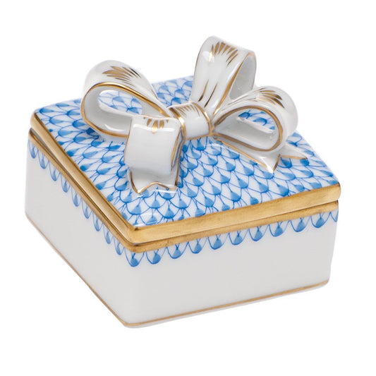 Herend Box with Bow Blue