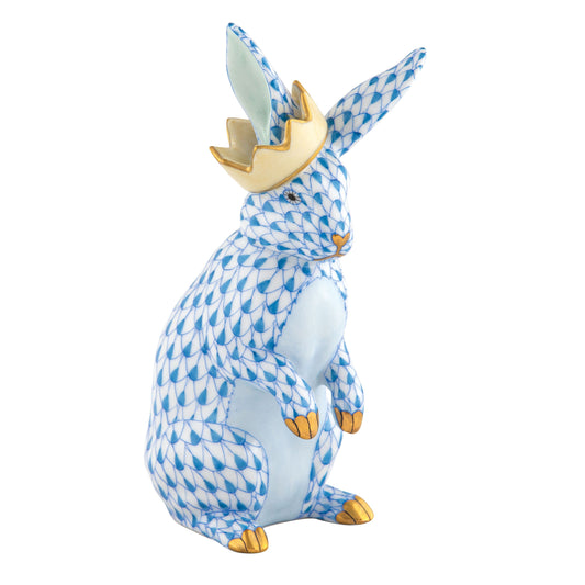 Herend Bunny with Crown Blue