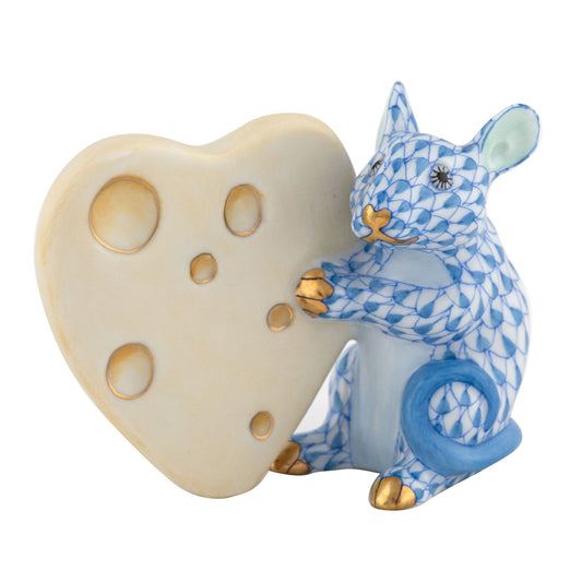 Herend Mouse with Cheese Blue