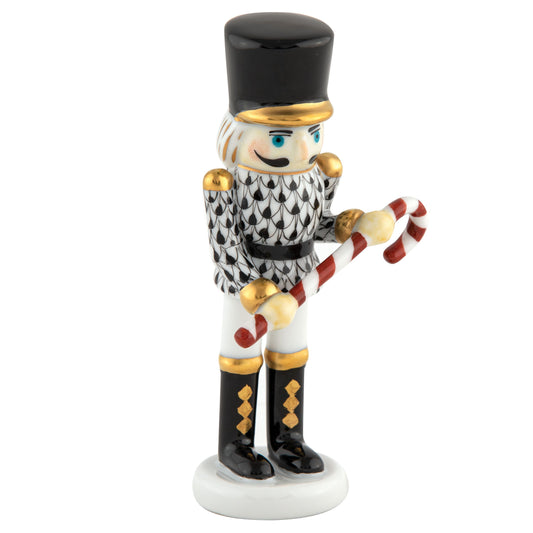 Herend Nutcracker with Candy Cane Black