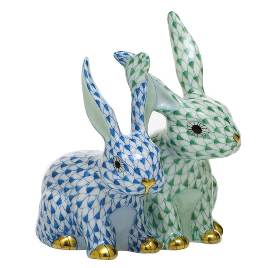 Herend Twisted Bunnies Green and Blue
