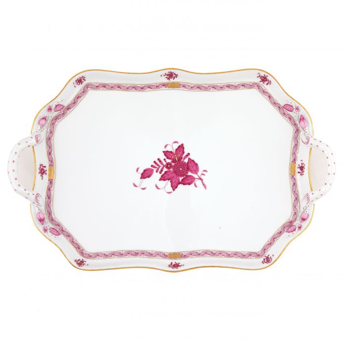 Herend Chinese Bouquet Raspberry Rectangular Tray with Branches