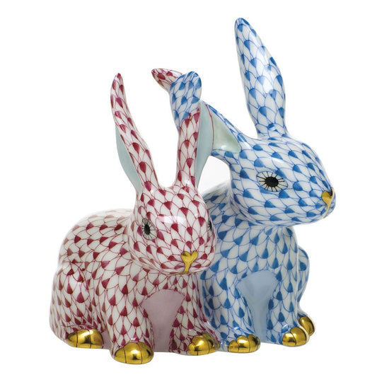 Herend Twisted Bunnies Blue and Raspberry