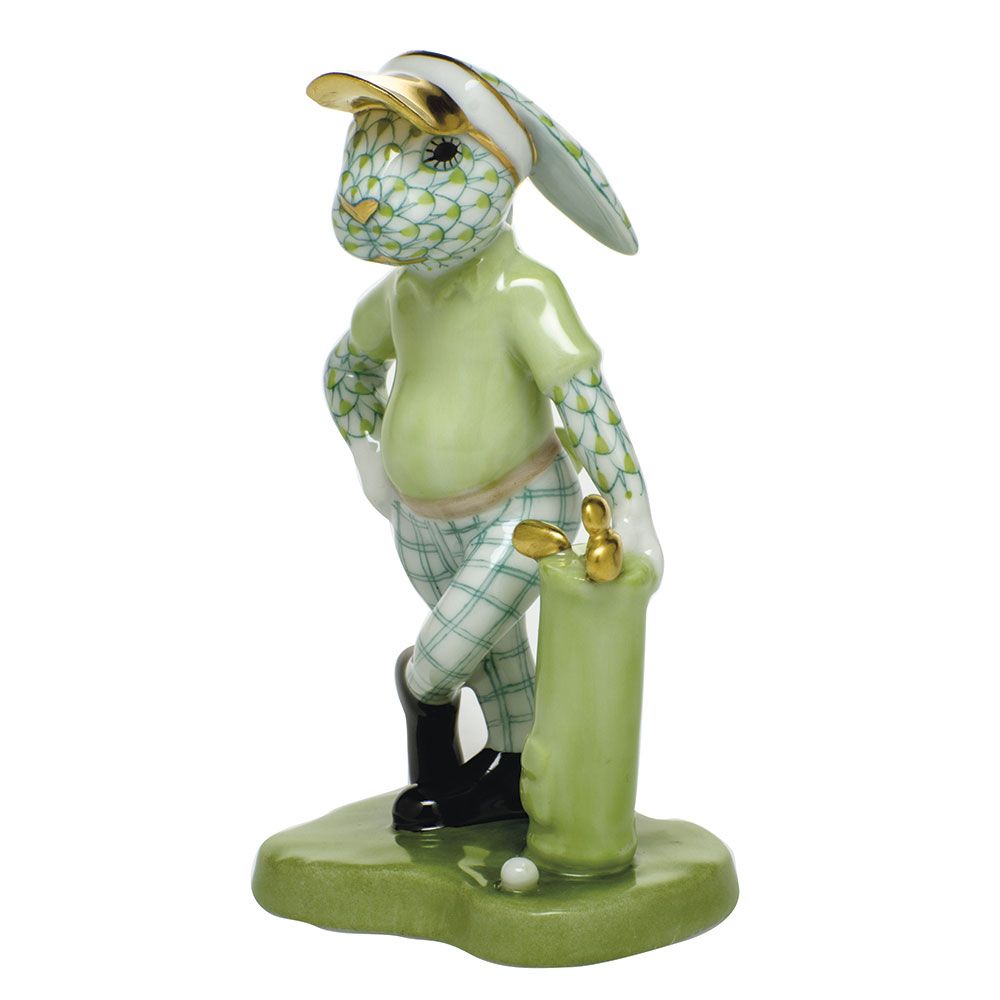 Herend Figurine Golf Bunny Keylime