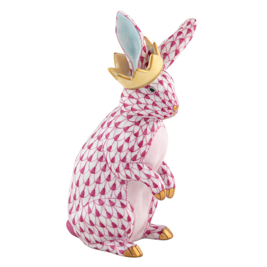 Herend Bunny with Crown Raspberry