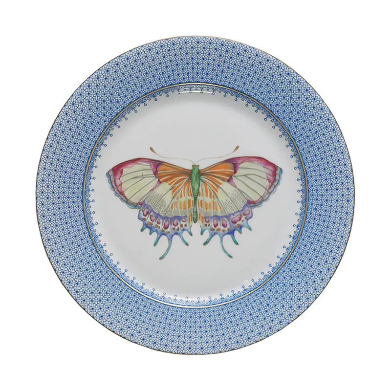 Mottahedeh Cornflower Blue Lace Dessert Butterfly Plate