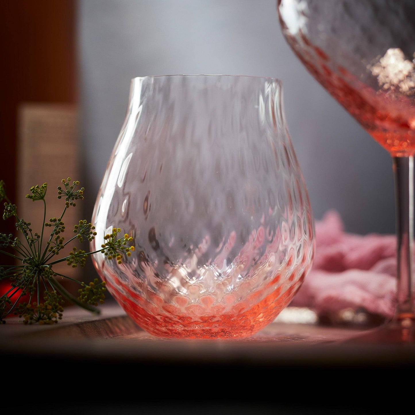 Phoebe Rose Stemless Wine Glasses, Set of 2