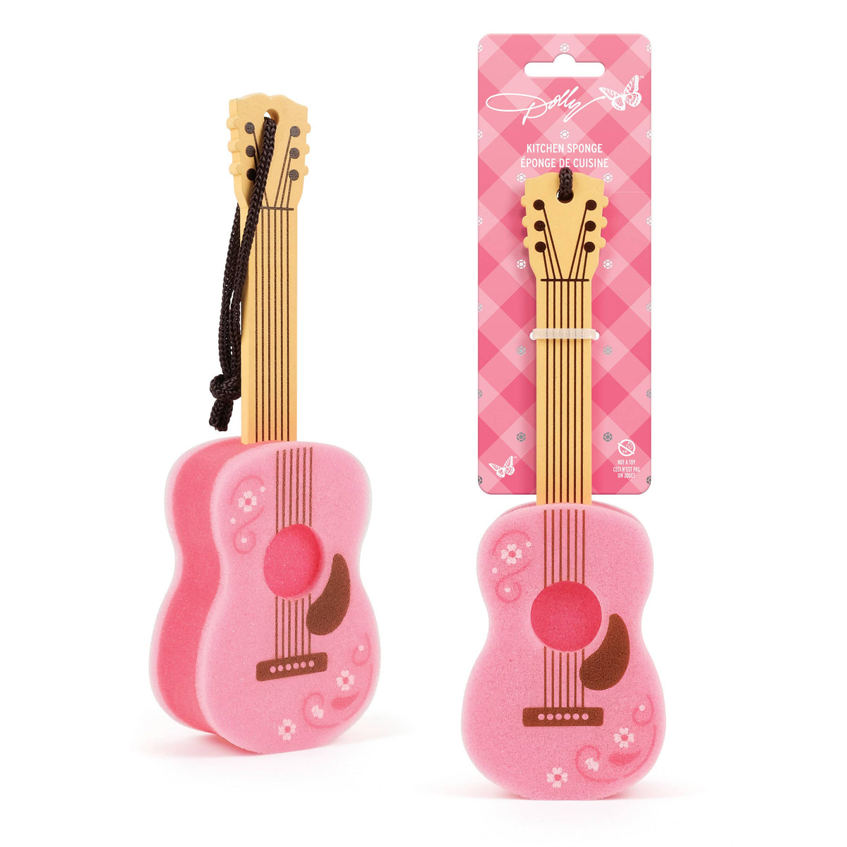 Dolly Parton Pink Guitar Bottle Brush Long-Handle Sponge